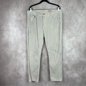 Pilcro By Anthropologie High-Rise Slim Boyfriend Crop Corduroy Pants Ivory Gray